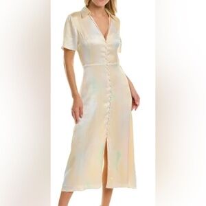 Equipment Cream Button-Front Midi Dress